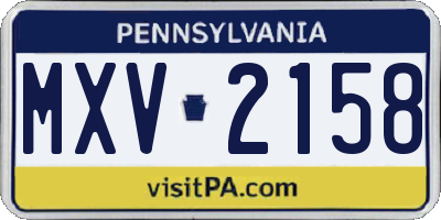 PA license plate MXV2158