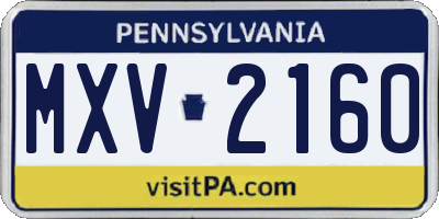 PA license plate MXV2160