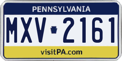 PA license plate MXV2161