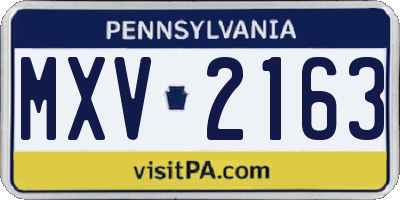 PA license plate MXV2163