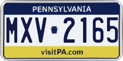 PA license plate MXV2165