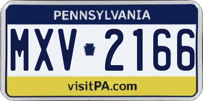 PA license plate MXV2166
