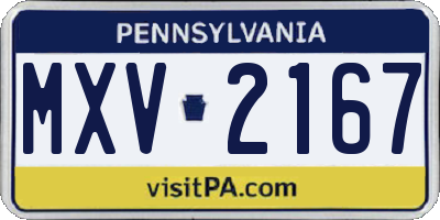 PA license plate MXV2167
