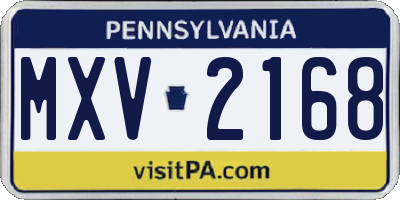 PA license plate MXV2168