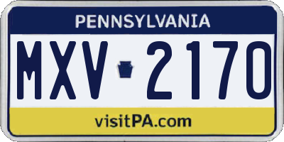 PA license plate MXV2170