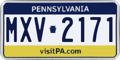 PA license plate MXV2171