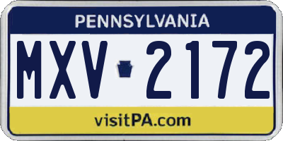 PA license plate MXV2172