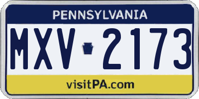 PA license plate MXV2173