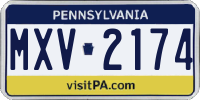 PA license plate MXV2174