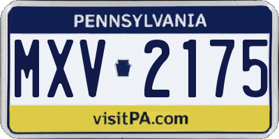 PA license plate MXV2175