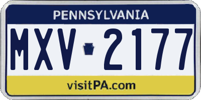 PA license plate MXV2177