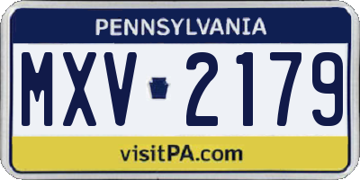 PA license plate MXV2179