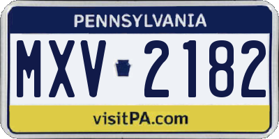 PA license plate MXV2182