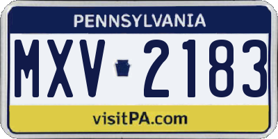 PA license plate MXV2183