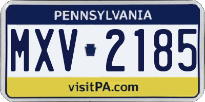 PA license plate MXV2185