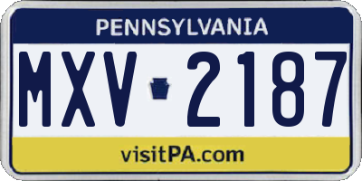 PA license plate MXV2187