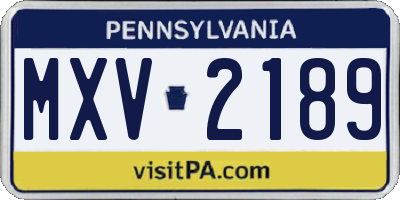 PA license plate MXV2189