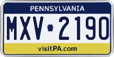 PA license plate MXV2190