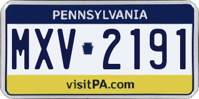 PA license plate MXV2191