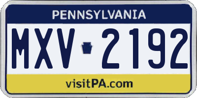 PA license plate MXV2192