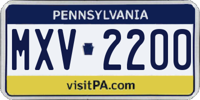 PA license plate MXV2200
