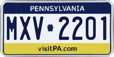 PA license plate MXV2201
