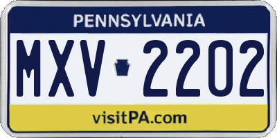 PA license plate MXV2202