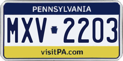 PA license plate MXV2203