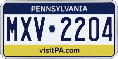 PA license plate MXV2204
