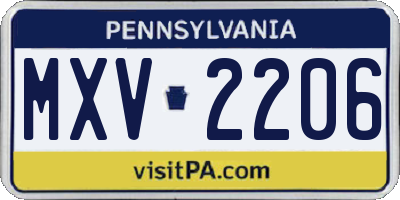 PA license plate MXV2206