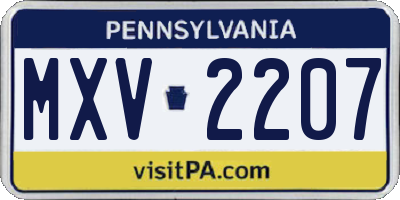 PA license plate MXV2207