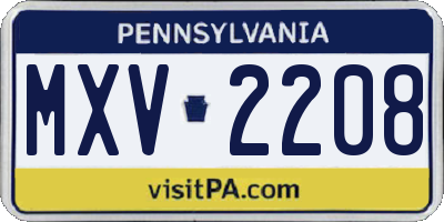 PA license plate MXV2208