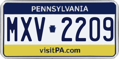 PA license plate MXV2209