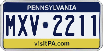 PA license plate MXV2211