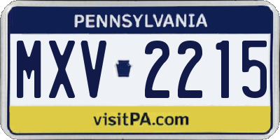 PA license plate MXV2215