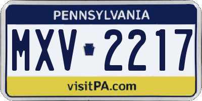 PA license plate MXV2217
