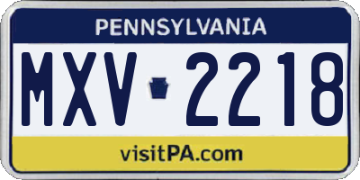 PA license plate MXV2218
