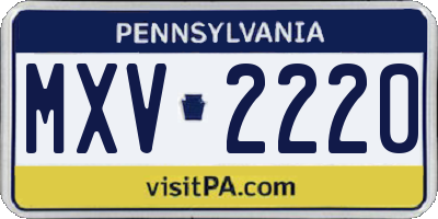 PA license plate MXV2220