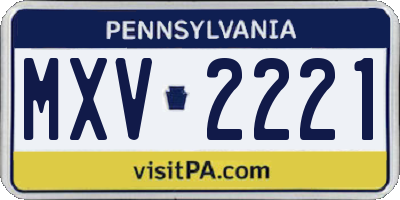 PA license plate MXV2221