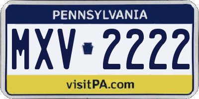 PA license plate MXV2222