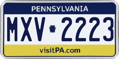 PA license plate MXV2223