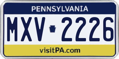 PA license plate MXV2226