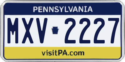 PA license plate MXV2227