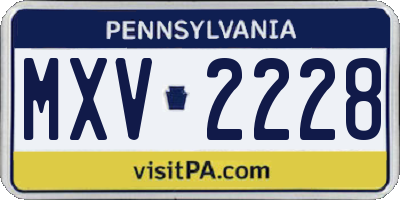 PA license plate MXV2228
