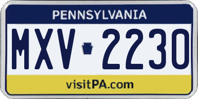 PA license plate MXV2230
