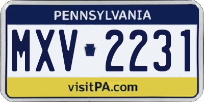 PA license plate MXV2231