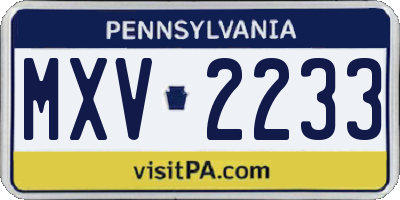 PA license plate MXV2233
