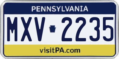 PA license plate MXV2235