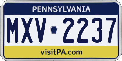 PA license plate MXV2237