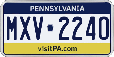 PA license plate MXV2240